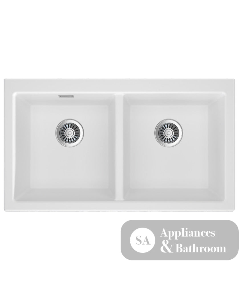 Seima 192185 Oros 902 Double Bowl Butler Sink No Taphole White 900x515mm - Butler Kitchen Sinks