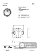 Seima 192371 Acero 446 Sink Abovemount or Undermount Stainless Steel - Sinks
