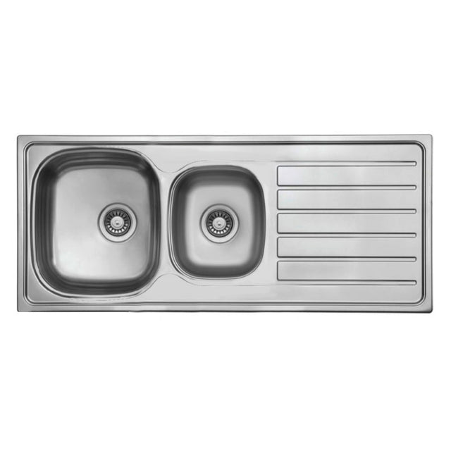 Seima 192391 Acero 1160 Topmount Sink 1 & 3/4 Bowl w/ Right Hand Drainer (No Taphole) Stainless Steel 1160x500mm - Sinks