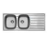 Seima 192397 Acero 1162 Topmount Sink Double Bowl with Right Hand Drainer (No Taphole) Stainless Steel 1160x500mm