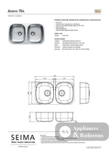 Seima 192401 Acero 754 Sink Undermount Stainless Steel - Sinks