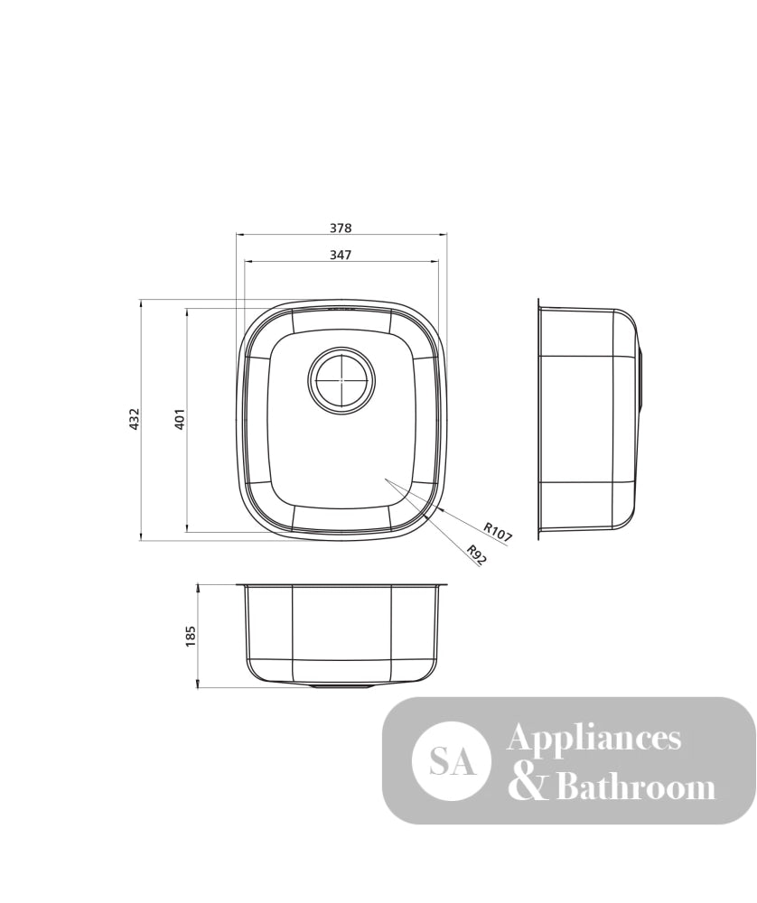 Seima 192403 Acero 345 Sink Undermount Stainless Steel - Sinks