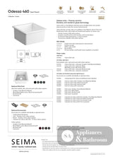Seima 192420 Odessa 460 Ceramic Butler Sink Single Bowl 460x460mm Abovemount/Undermount White Gloss with Stainless
