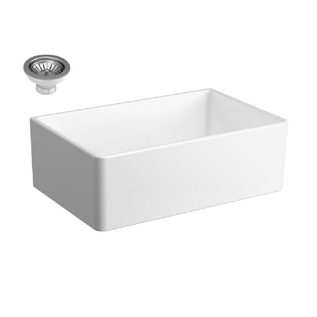 Seima 192424 Odessa 761 Ceramic Butler Sink Single Bowl 760x485mm Apron Front White Gloss with Stainless Steel Basket