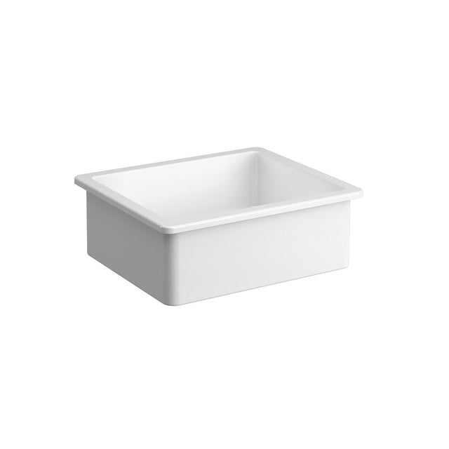 Seima 192501 Odessa 560 Ceramic Butler Sink Single Bowl 565x460mm Abovemount/Undermount White Gloss with Stainless