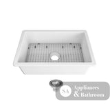 Seima 192502 Odessa 760 Ceramic Butler Sink Single Bowl 760x480mm Abovemount/Undermount White Gloss with Stainless