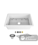 Seima 192502 Odessa 760 Ceramic Butler Sink Single Bowl 760x480mm Abovemount/Undermount White Gloss with Stainless