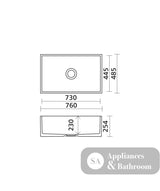 Seima 192504 Odessa 761 Ceramic Butler Sink Single Bowl 760x485mm Apron Front White Gloss with Stainless Steel Basket