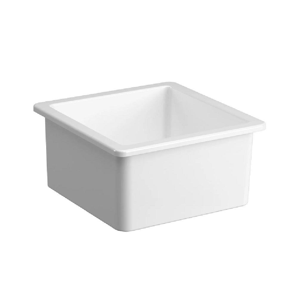 Seima 192510 Odessa 460 Ceramic Butler Sink Single Bowl 460x460mm Abovemount/Undermount White Gloss with Brushed