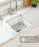 Seima 192510 Odessa 460 Ceramic Butler Sink Single Bowl 460x460mm Abovemount/Undermount White Gloss with Brushed