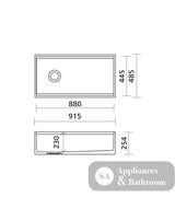 Seima 192516 Odessa 920 Ceramic Butler Sink Single Bowl 915x485mm Workstation White Gloss with Gunmetal Basket Waste &