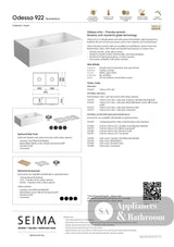 Seima 192517 Odessa 922 Ceramic Butler Sink Double Bowl 915x485mm Workstation White Gloss with Gunmetal Basket Waste &