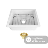 Seima 192521 Odessa 560 Ceramic Butler Sink Single Bowl 565x460mm Abovemount/Undermount White Gloss with Brushed Gold