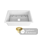 Seima 192522 Odessa 760 Ceramic Butler Sink Single Bowl 760x480mm Abovemount/Undermount White Gloss with Brushed Gold