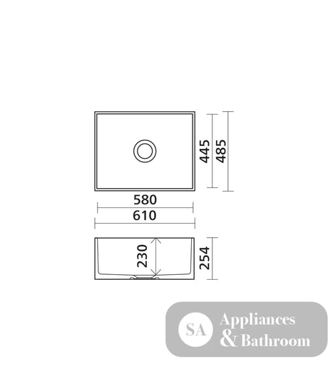 Seima 192523 Odessa 610 Ceramic Butler Sink Single Bowl 610x485mm Abovemount/Undermount White Gloss with Brushed Gold