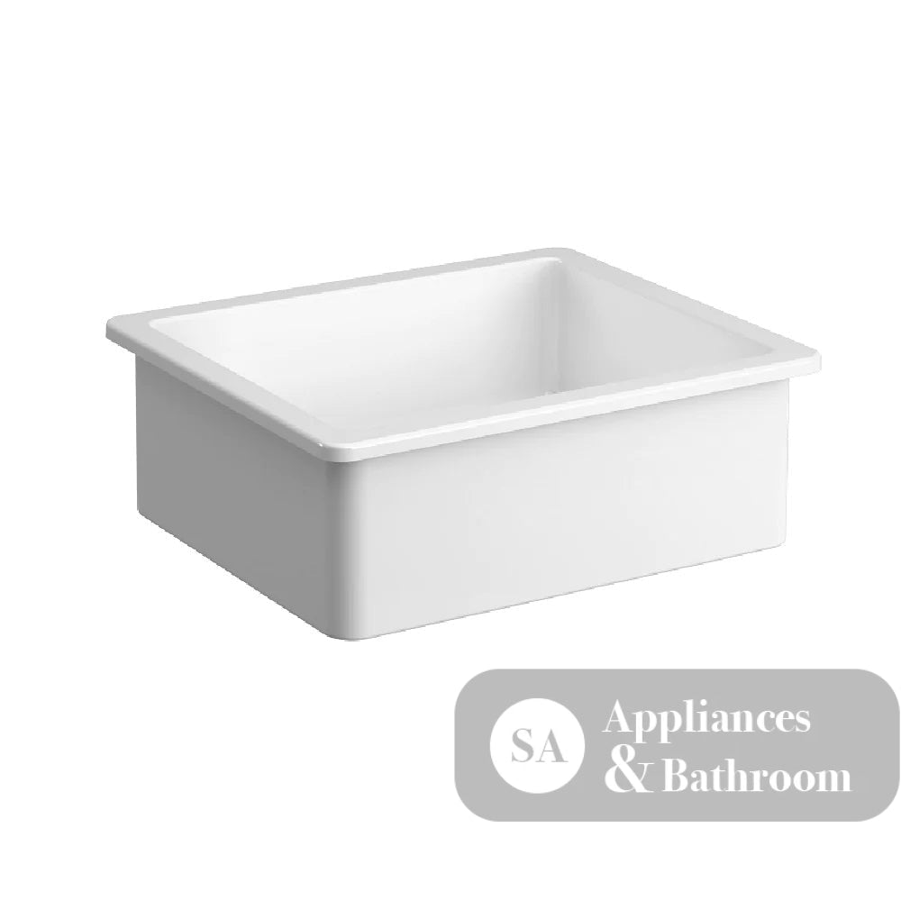 Seima 192523 Odessa 610 Ceramic Butler Sink Single Bowl 610x485mm Abovemount/Undermount White Gloss with Brushed Gold