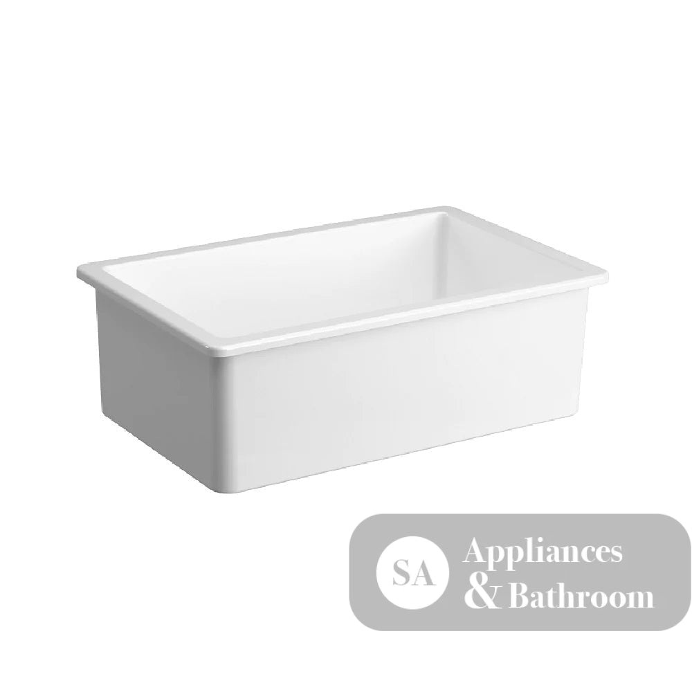 Seima 192524 Odessa 761 Ceramic Butler Sink Single Bowl 760x485mm Apron Front White Gloss with Brushed Gold Basket
