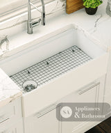 Seima 192526 Odessa 920 Ceramic Butler Sink Single Bowl 915x485mm Workstation White Gloss with Brushed Gold Basket