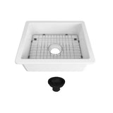 Seima 192531 Odessa 560 Ceramic Butler Sink Single Bowl 565x460mm Abovemount/Undermount White Gloss with Black Basket