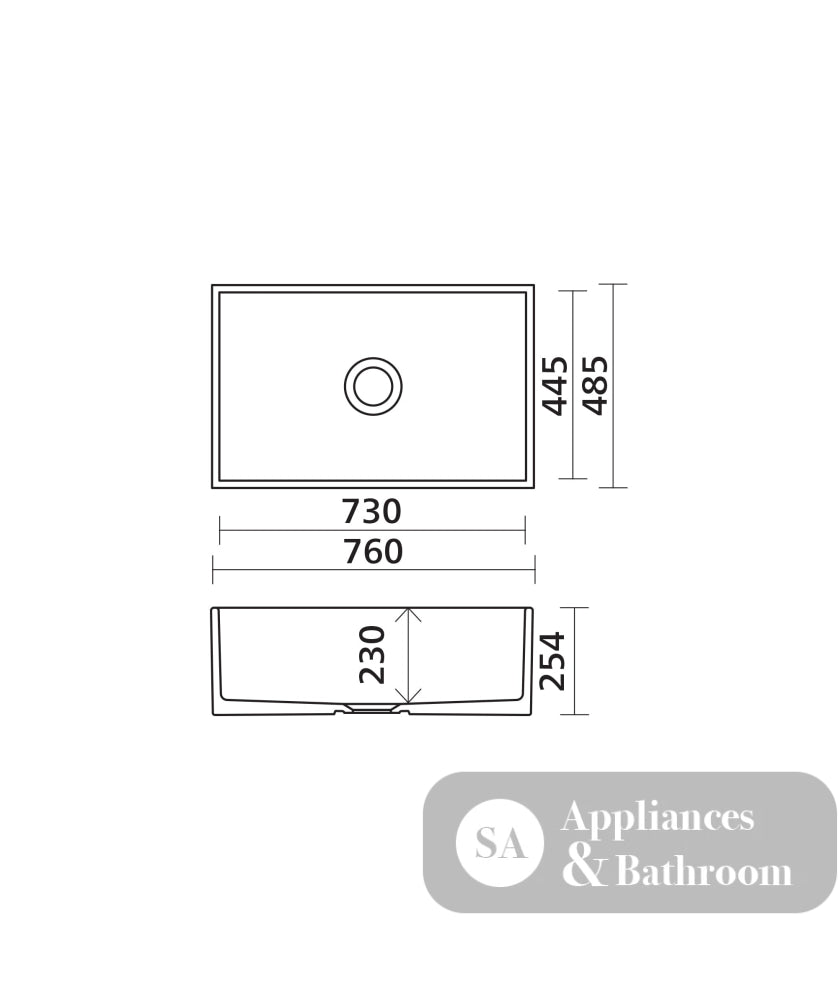 Seima 192534 Odessa 761 Ceramic Butler Sink Single Bowl 760x485mm Apron Front White Gloss with Black Basket Waste &
