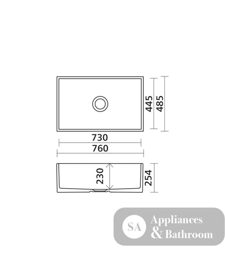 Seima 192534 Odessa 761 Ceramic Butler Sink Single Bowl 760x485mm Apron Front White Gloss with Black Basket Waste &