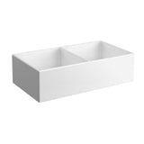 Seima 192535 Odessa 915 Ceramic Butler Sink Double Bowl 915x485mm Apron Front White Gloss with Black Basket Waste &