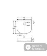 Seima 192616 Cleo 410 Fluted D-Shape Above Counter Basin 415x365mm Gloss White - Above Counter Basins