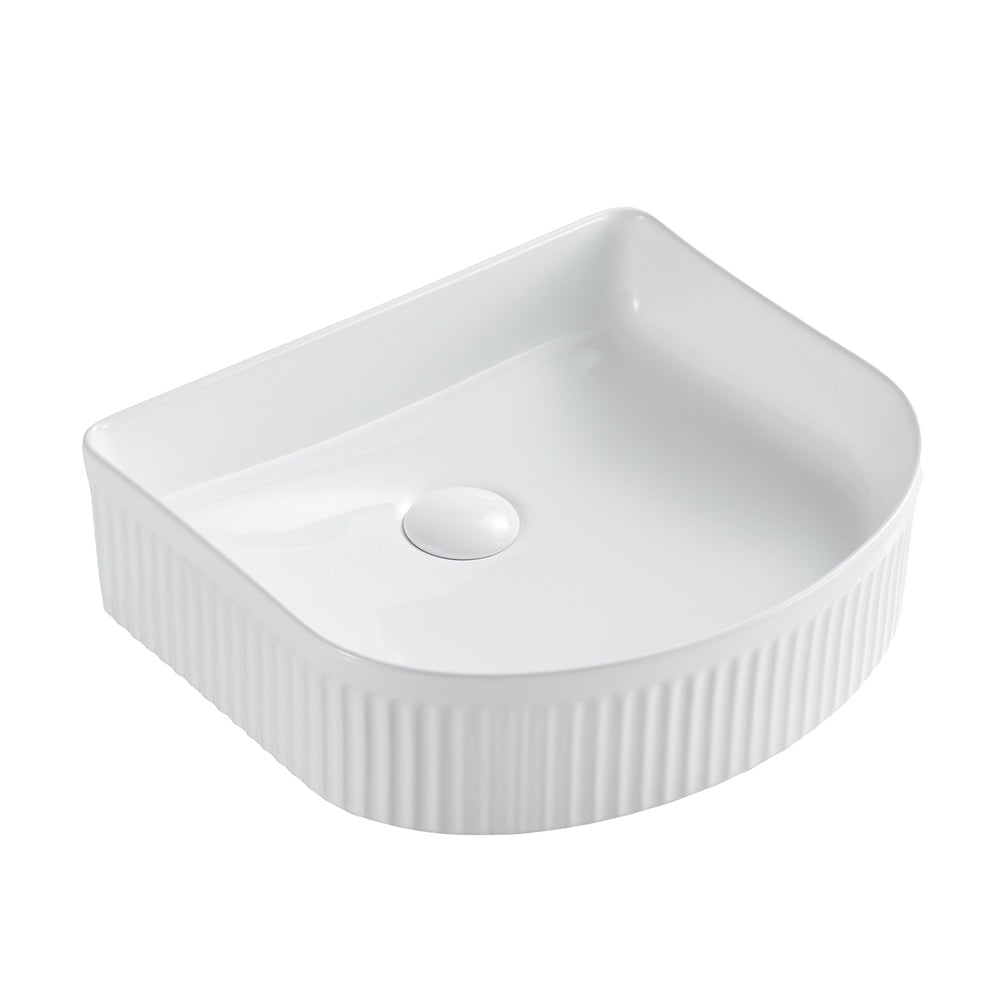 Seima 192617 Cleo 410 Fluted D-Shape Above Counter Basin 415x365mm Matte White - Above Counter Basins