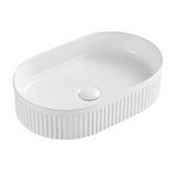Seima 192618 Cleo 500 Fluted Oval Above Counter Basin 500x315mm Gloss White - Above Counter Basins