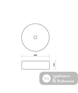 Seima 192620 Cleo 400 Fluted Round Above Counter Basin 400x400mm Gloss White - Above Counter Basins