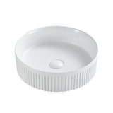 Seima 192620 Cleo 400 Fluted Round Above Counter Basin 400x400mm Gloss White - Above Counter Basins