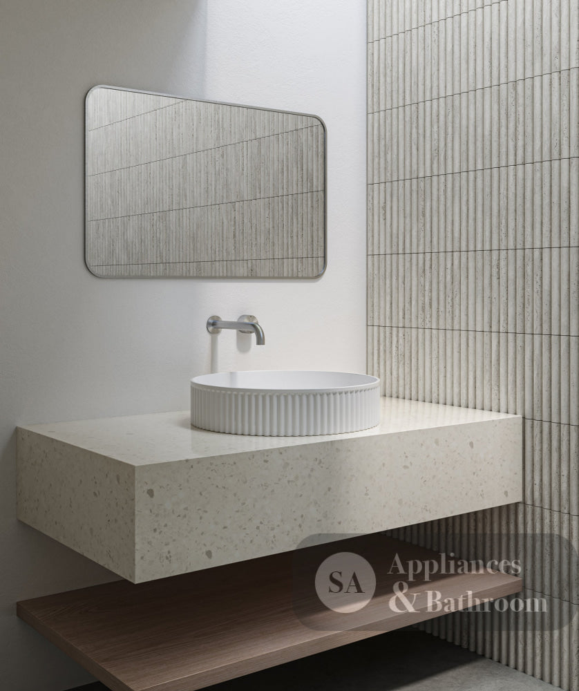 Seima 192621 Cleo 400 Fluted Round Above Counter Basin 400x400mm Matte White - Above Counter Basins