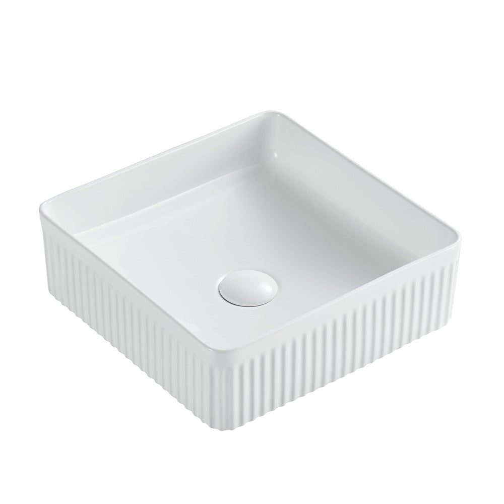 Seima 192622 Cleo 365 Fluted Square Above Counter Basin 365x365mm Gloss White - Above Counter Basins