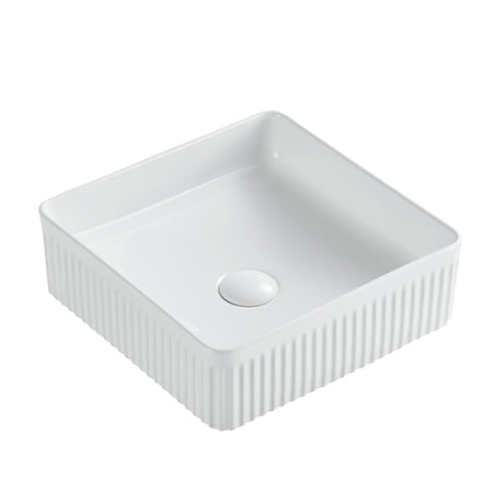 Seima 192622 Cleo 365 Fluted Square Above Counter Basin 365x365mm Gloss White - Above Counter Basins