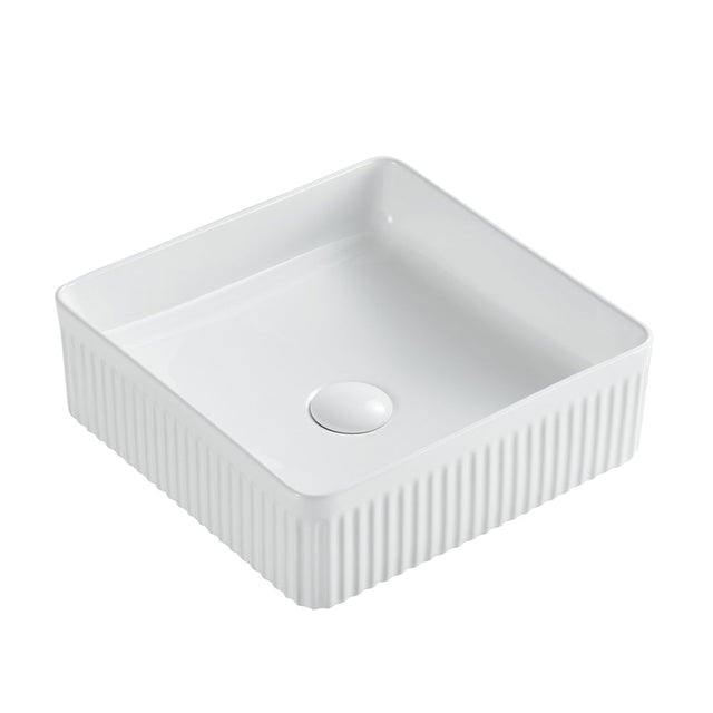 Seima 192622 Cleo 365 Fluted Square Above Counter Basin 365x365mm Gloss White - Above Counter Basins