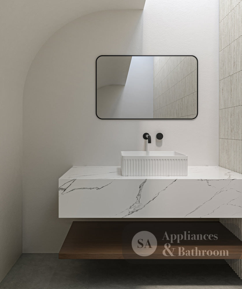 Seima 192622 Cleo 365 Fluted Square Above Counter Basin 365x365mm Gloss White - Above Counter Basins
