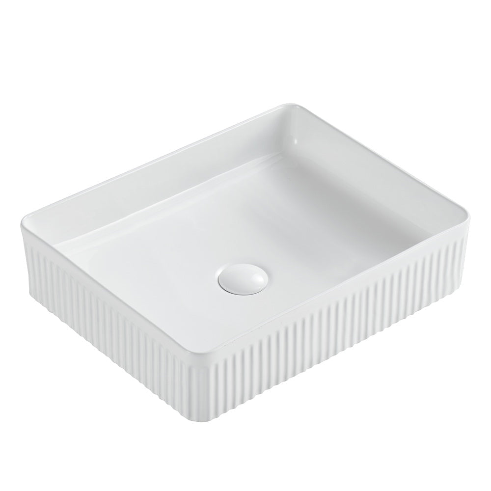 Seima 192624 Cleo 501 Fluted Rectangle Above Counter Basin 500x360mm Gloss White - Above Counter Basins