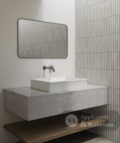 Seima 192624 Cleo 501 Fluted Rectangle Above Counter Basin 500x360mm Gloss White - Above Counter Basins