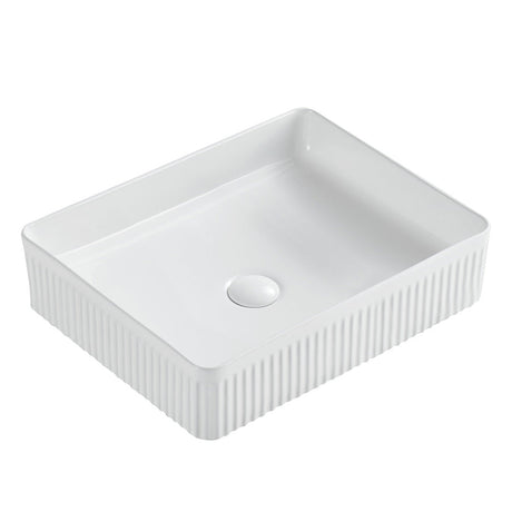 Seima 192625 Cleo 501 Fluted Rectangle Above Counter Basin 500x360mm Matte White - Above Counter Basins