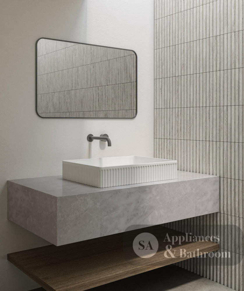 Seima 192625 Cleo 501 Fluted Rectangle Above Counter Basin 500x360mm Matte White - Above Counter Basins
