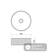 Seima 192939 Cleo 360 Fluted Round Above Counter Basin 360x360mm Matte White - Above Counter Basins