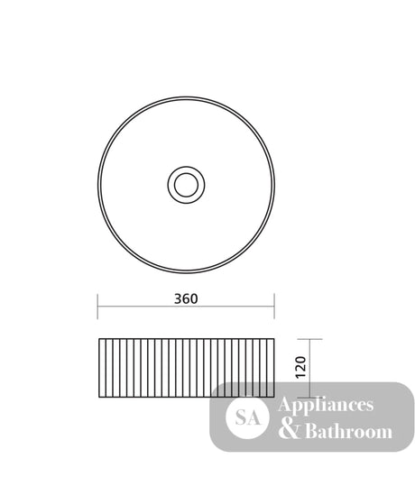 Seima 192939 Cleo 360 Fluted Round Above Counter Basin 360x360mm Matte White - Above Counter Basins