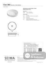 Seima 192941 Cleo 380 Fluted Round Semi-Inset Basin 380x380mm Matte White - Above Counter Basins