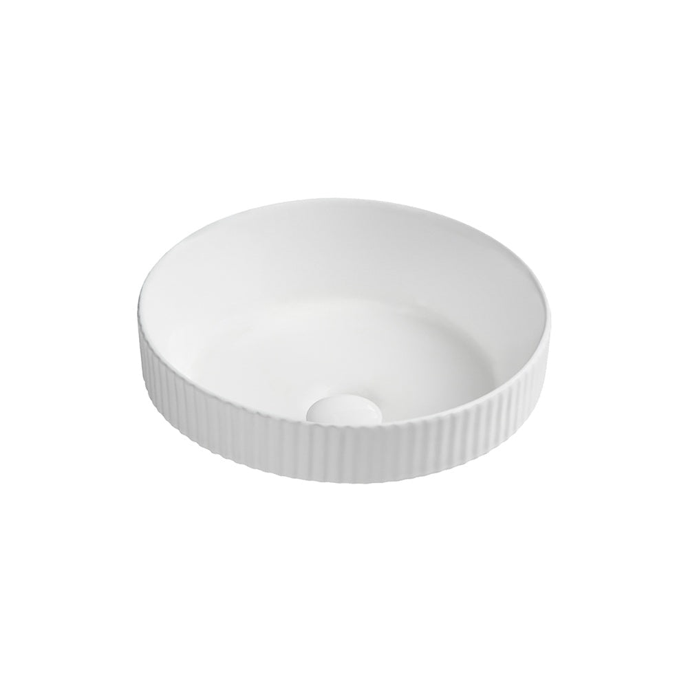 Seima 192941 Cleo 380 Fluted Round Semi-Inset Basin 380x380mm Matte White - Above Counter Basins