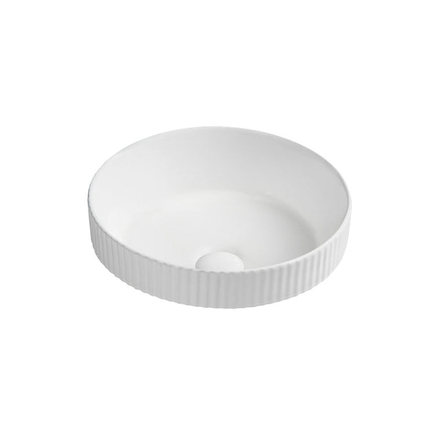 Seima 192941 Cleo 380 Fluted Round Semi-Inset Basin 380x380mm Matte White - Above Counter Basins
