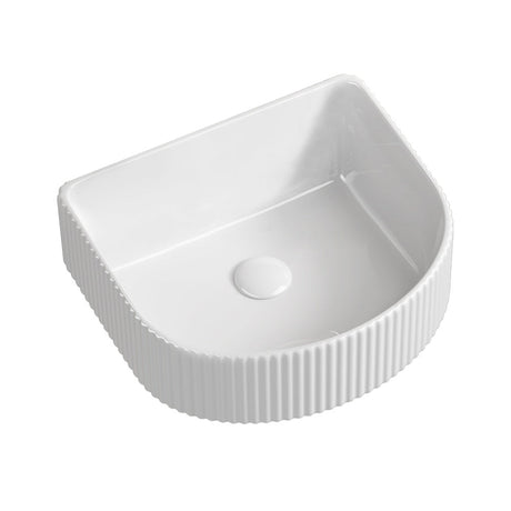 Seima 192943 Cleo 402 Fluted D-Shape Wall Hung Basin 400x350mm Matte White - Wall Hung Basins