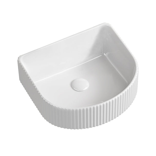Seima 192943 Cleo 402 Fluted D-Shape Wall Hung Basin 400x350mm Matte White - Wall Hung Basins