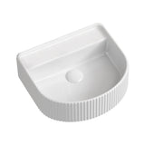 Seima 192945 Cleo 404 Wall Fluted D-Shape Wall Hung Basin 430x350mm No Taphole Gloss White - Wall Hung Basins