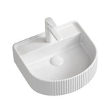 Seima 192946 Cleo 404 Wall Fluted D-Shape Wall Hung Basin 430x350mm One Taphole Matte White - Wall Hung Basins