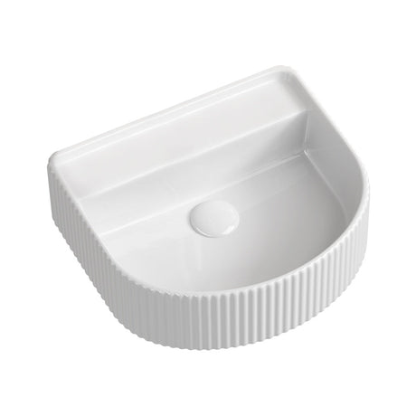 Seima 192947 Cleo 404 Wall Fluted D-Shape Wall Hung Basin 430x350mm Matte White - Wall Hung Basins
